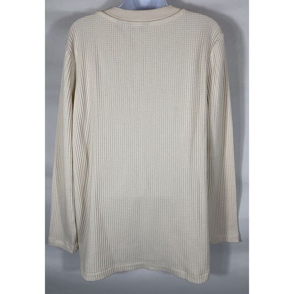 Lands End Women's Large Beige V-Neck Long Sleeve Soft Cable Knit  Sweater -C27 - Picture 3 of 5